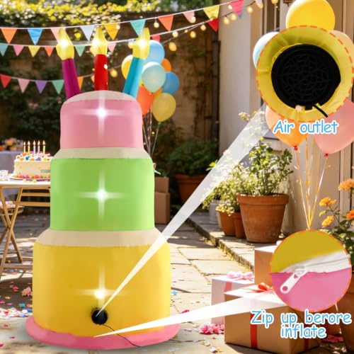 HZGDEJTG6FT Inflatable Birthday Cake Decoration, Outdoor Inflatable Decoration with Built-in LED Lights by HZGDEJTG - Used condition - Image 6