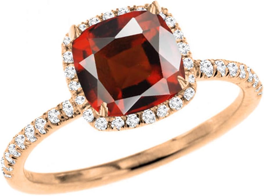Dazzlingrock Collection 6.5mm Cushion Gemstone & Round White Diamond Solitaire Halo Engagement Ring for Women in Solid Gold