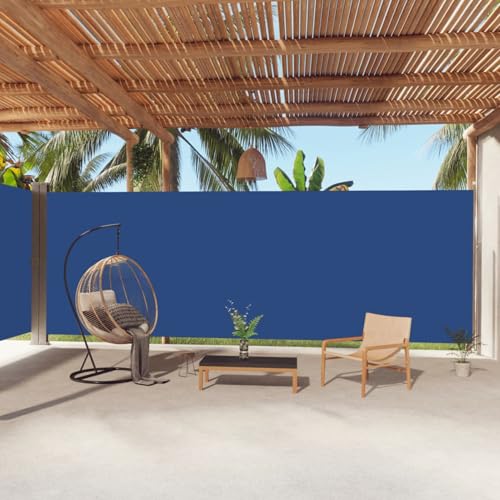 Snsowed Tenda da Sole Laterale Retrattile Blu 220x1000 cm,Tenda da Sole Laterale,Anti UV Antivento Protezione Privacy per Balcone/Giardino-318052