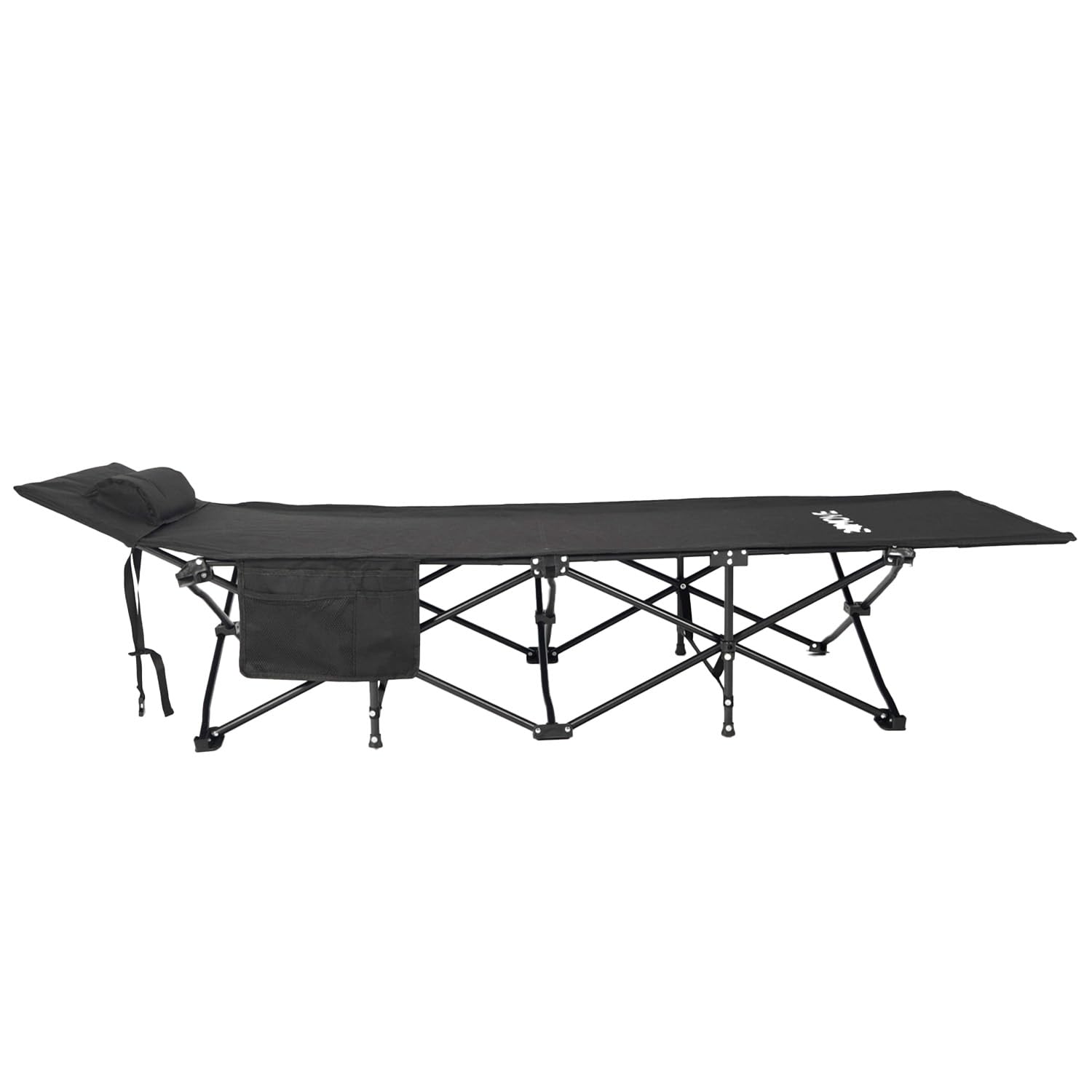 24MOVE® Feldbett Campingbett bis 150 kg In-und Outdoor Camping faltbar, 190 x 67 x 34cm, tragbar mit Tasche, für Garten oder Reisen, schwarz