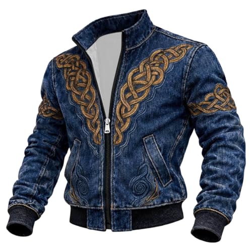 Image of Timeless Men’s Casual Jacket for Everyday Wear – Mythic Outerwear with Modern Comfort and Craftsmanship (Blue, M)