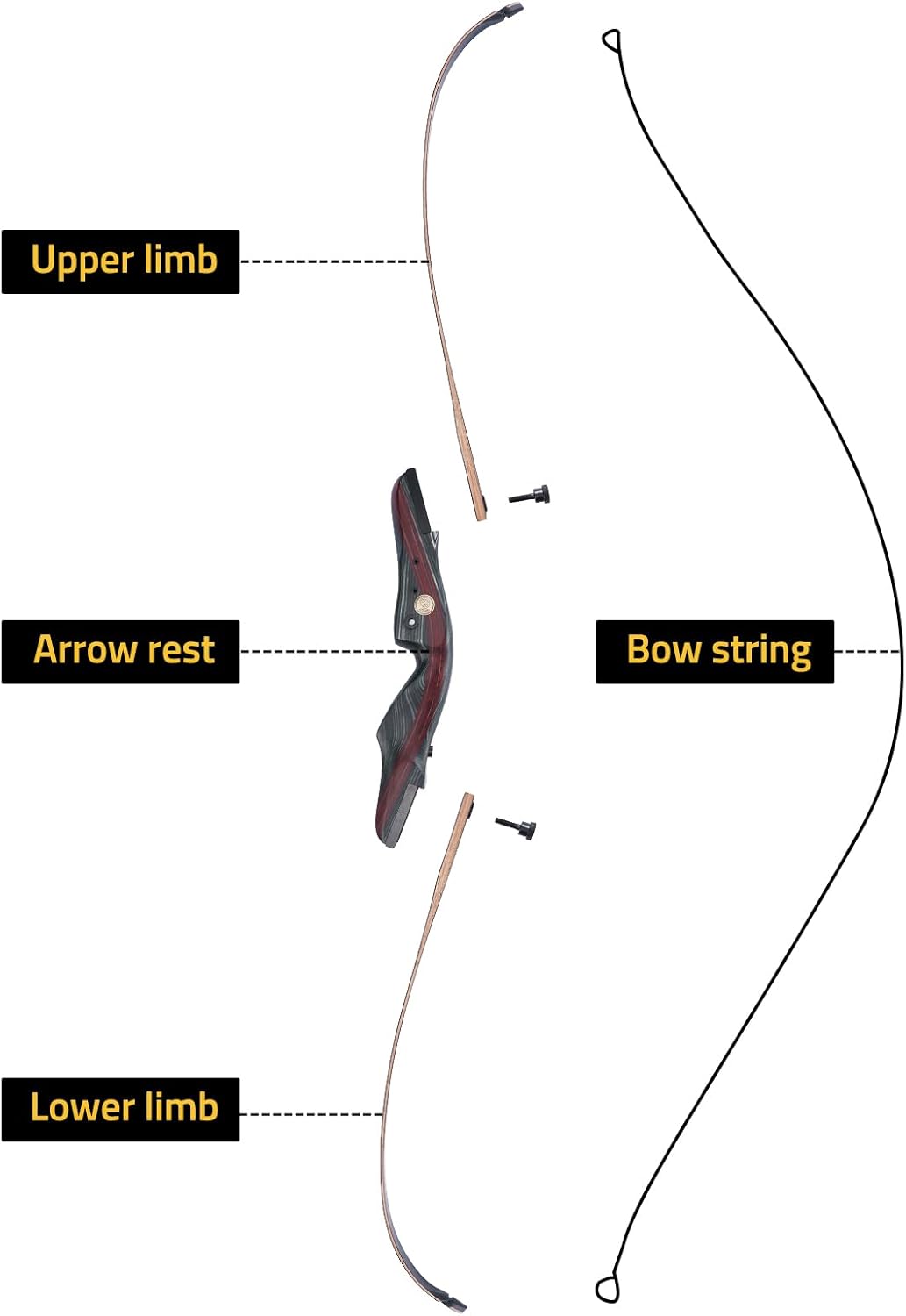 CVLIFE 62" Recurve Bow and Arrow Set for Adults and Hunter,30lb-40lb Right Hand Wooden Takedown Hunting Recurve Bow,for Beginners to Advanced,Outdoor Hunting and Target Practice