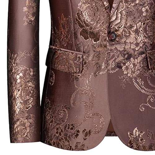 Men’s Gold Gilded Print Paisley Blazer Party Dinner Stylish Suit Jacket Business Casual Stage Funky Sport Coat3
