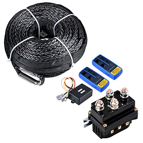 Cable sintético para winch 95ft x 3/8” con relé y control remoto 12V