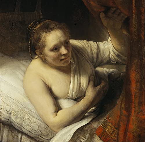 Toile Rembrandt femme au lit habiller mur vide salon peinture abstraite