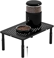 WSOWX Adjustable Elevated Cat Feeder Stand - Non-Slip Holder for Automatic Feeders & Waterers, Fits 4L-6L, Black