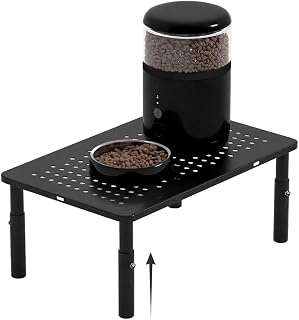 WSOWX Adjustable Elevated Cat Feeder Stand - Non-Slip Holder for Automatic Feeders & Waterers, Fits 4L-6L, Black