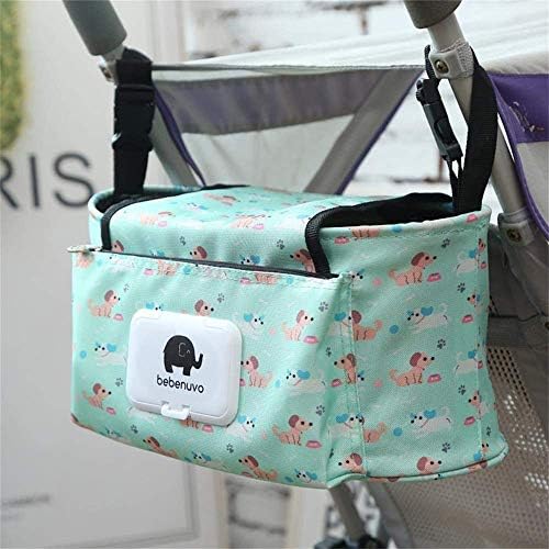 Baby Stroller Organizer Bag, Pram Buggy Organiser Storage Bag for Buggies, Diaper Bag Hanging Bottle Holder for Pushchair, with Sticky, Straps & Clips, Waterproof, Universal. (Red)