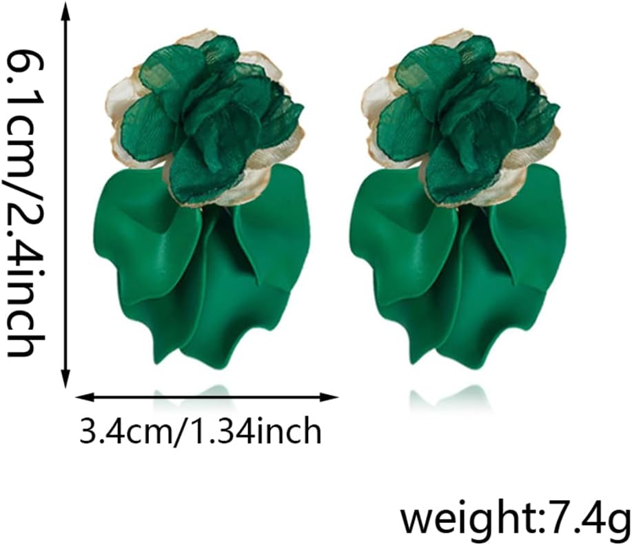 Bohemian Fabric Tassel Rose Flower Lightweight Dangle Drop Earrings Unique Gold Spray Camellia Stud Earrings For Women - Image 2