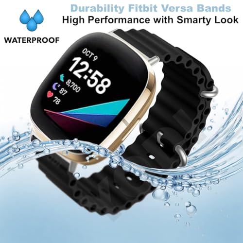 Image of YODI Watch Band Compatible with Fitbit Versa 4 / Fit bit Versa 3 / Fitbit Sense /Sense 2 Band, Soft Replacement Silicone Wristband for Women Flexible Waterproof Sport Watch Strap for Men Large