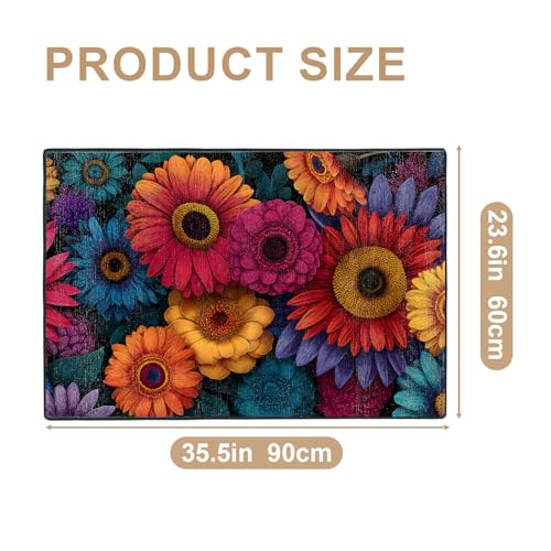 Tapete decorativo Flower Area Rug 2x3 ft lavable antideslizante miniatura 2