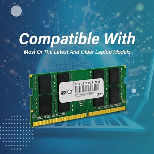Image of Geonix Laptop RAM, 8 GB DDR4, Frequency-2666 Mhz, (8x2) IC, 260 Pin, 5 Years Warranty