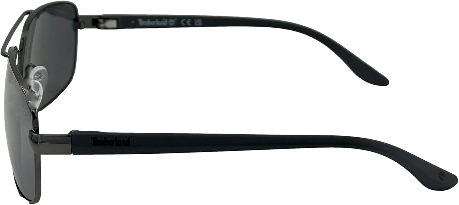 Timberland Sunglass Mens Shiny Gun Rectangle, Smoke Mirror Lens TB7270. 8C