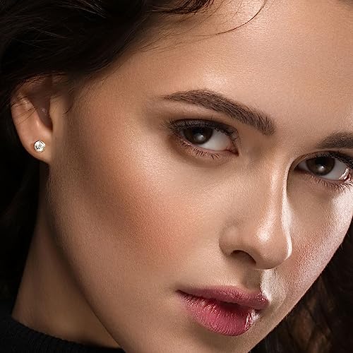 Diamond Earrings For Women Men Gifts For Wife Mom Girlfriend Moissanite Stud Earrings 1Ct-2Ct , 925 Sterling Silver Plated 18K White Gold, D Color Vvs1, Studs With Screw Ear Backs (1.6Ct, Classic Round) #TOP1