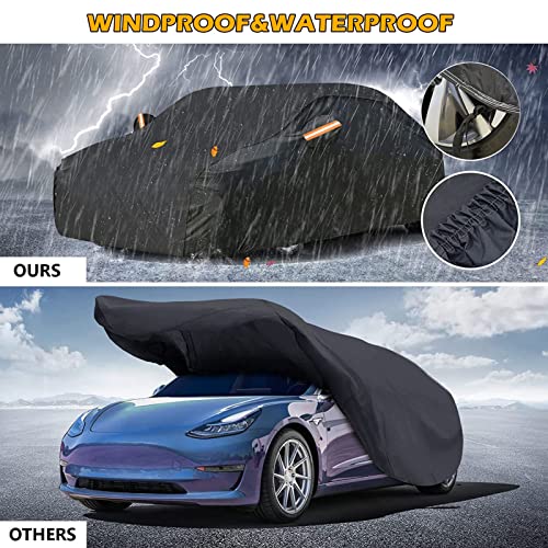 Big Ant Car Cover,Outdoor 100% Waterproof Sedan Car Cover Custom Fit for Tesla Model Y,All Weather Protection Car Covers with Ventilated Mesh & Charging Port Driver Door Zipper,Black by Big Ant - Image 6