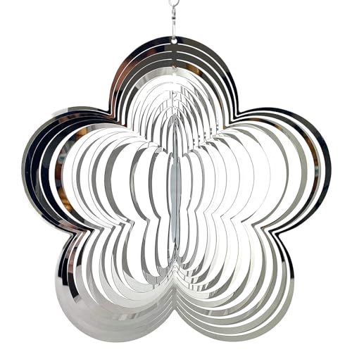 Arrovarp Flower Wind Spinner, Stainless Steel Metal Hanging Spinner Wind Chime Rotating Wind Sculptures Tree Pendant Sun Catcher For Indoor Outdoor Patio Lawn Yard Garden Wind Sculpture