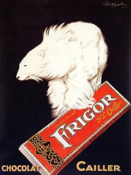 WONDERFULITEMS POSTER CHOCOLAT FRIGOR CAILLER CHOCOLATE BAR WHITE BEAR CAPPIELLO 20" X 30" IMAGE SIZE VINTAGE POSTER REPRO ON MATTE PAPER. choco47