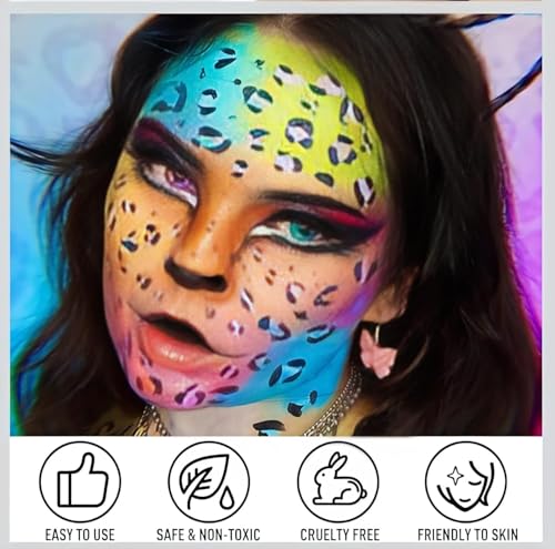 Image of Face Paint Palette 20 Colors with Large Black and White Pan for Face and Body Art