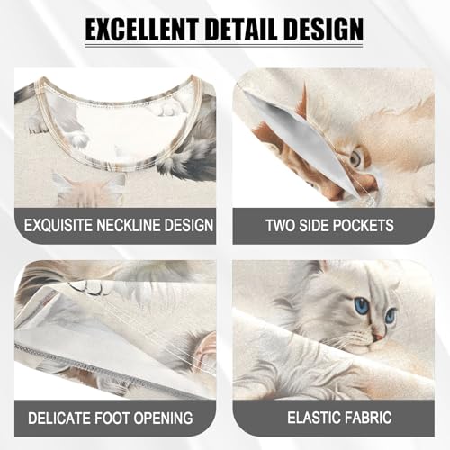 ALAZA Funny Animal Kitten Cat Pajamas Short Sleeve 2 Piece Sleepwear Top and Bottom Pajama Set Unisex4