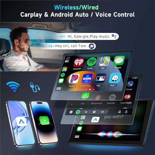 Image of 8 Core 8+128G Android Car Radio Stereo for Toyota Camry 2006-2011 with Wireless Carplay Android Auto, 9 Inch QLED Touch Screen, WiFi /4G, GPS Navi, DSP /Hi-Res, AM /FM, Bluetooth 5.0, Backup Camera