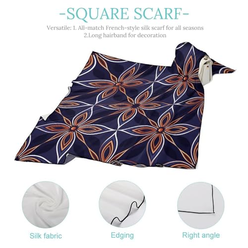 Dark Blue And Brown Head Scarf for Women Lightweight Fashion Wraps Headscarf Neck Scarf Sunscreen Shawls for Gift Scarves 27"" X 27"", 0ne size4