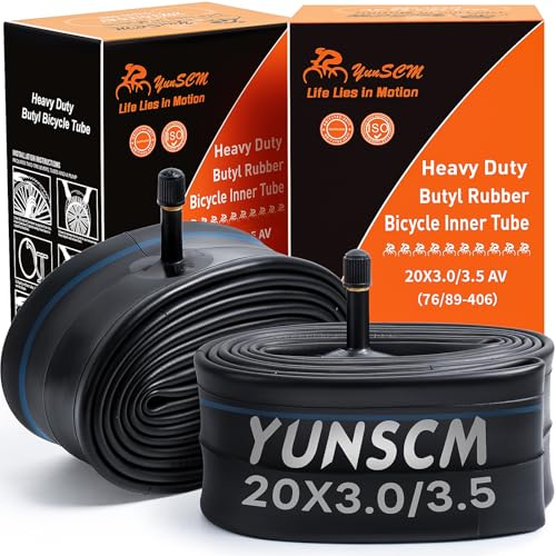 YunSCM 2PCS 76/89-406 Verdickter 20 Zoll Schlauch 20x3.0 AV32mm Ventil kompatibel 20 Zoll Fahrradschlauch/Kinderfahrrad/E-Fahrrad Schlauch 20x3.0/3.5