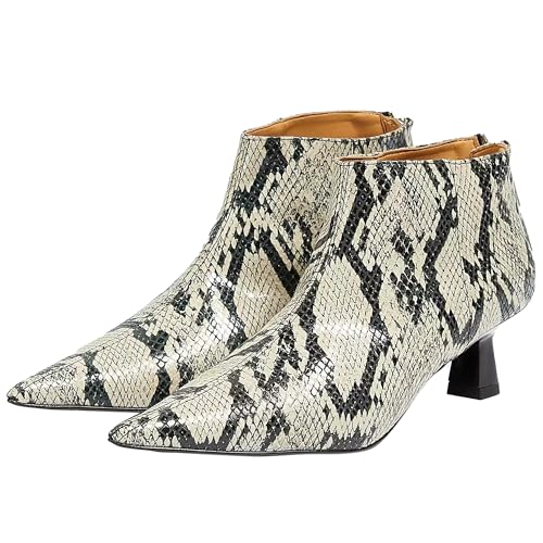 Bottines à talon aiguille motif serpent et pointe pointue pour femmes
