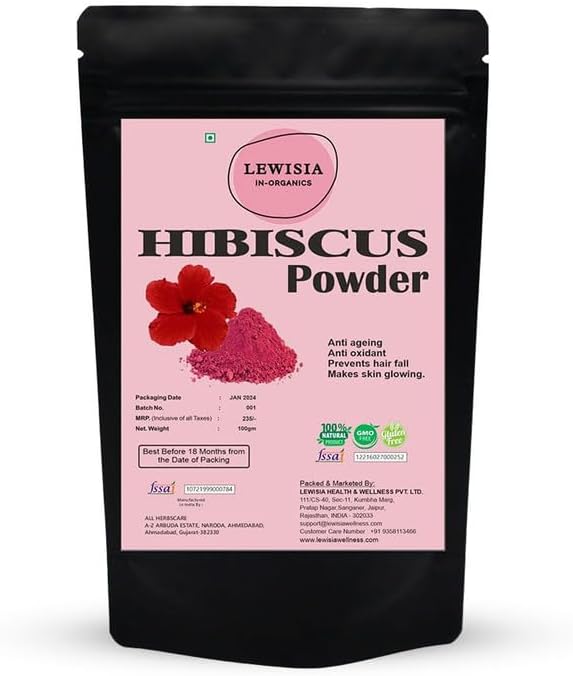 Hibiscus Flower Powder for Face Pack & Hair Mask (100 gm) | Pure Hibiscus Rosa-Sinensis Hair & Skin Care | Gudhal Ka Phool Powder For Dull Hair & Conditioning