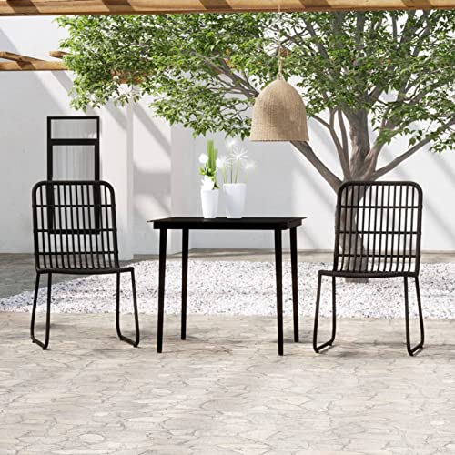 qohoio Juego de Comedor para jardín 3 Piezas Conjunto Comedor Jardin Mueble Jardin Exterior Comedor Jardin Exterior Negro - 3099179