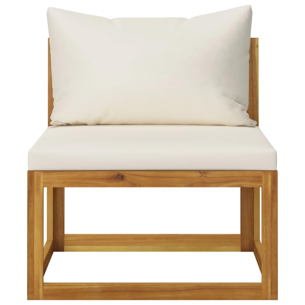 vidaXL Sofá de Jardín de 3 Plazas con Cojín Muebles Exterior Terraza Patio Balcón Hogar Asiento Suave con Respaldo Crema Madera de Acacia