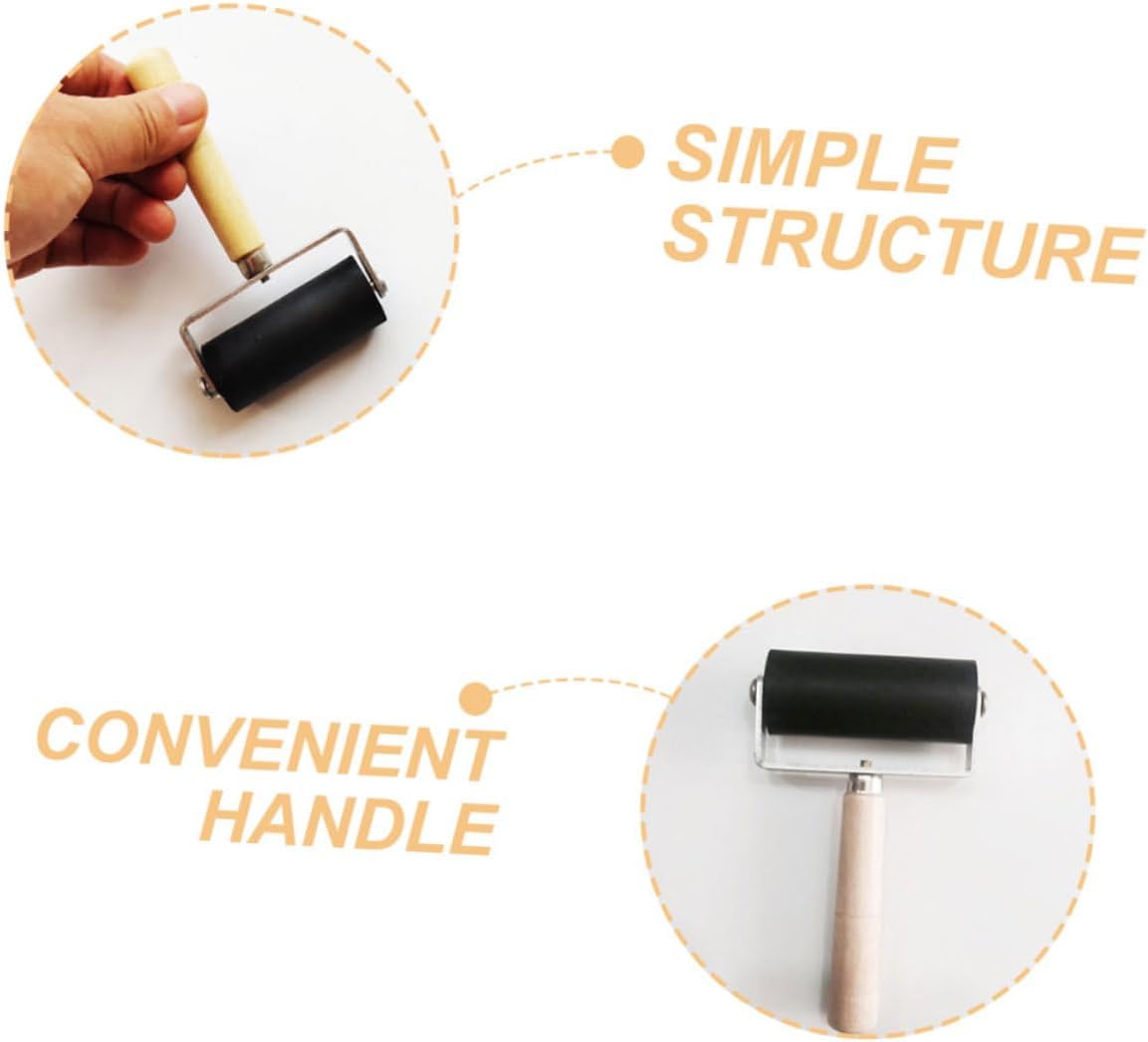 KONTONTY 4pcs Plastic Printmaking Roller Glue Rollers for Stamping Painting DIY Crafts Durable Handle for Even Ink Paint Application