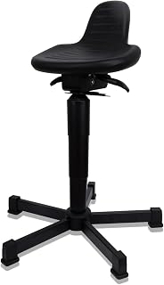 Stehhilfe ergonomisch, höhenverstellbarer Arbeitsstuhl 43-64 cm, Industrie Stehhocker mit PU-Sitzfläche, durchstichfest & leicht zu reinigen, für Büro, Labor & Produktion