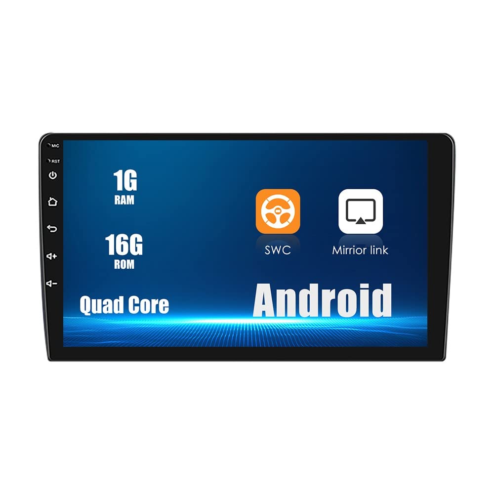 Universal Android Autoradio FM Radio Car Navigation Stereo Pad Multimedia Player GPS 9" IPS Touch Screen Display BT WiFi 1 Din Headunit Tablet Quad Core 1G+16G