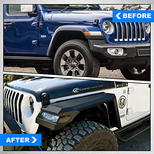 Wolfstorm Front Fender Flares Fit For 2018-2022 Jeep Wrangler Jl 2Dr&4Dr 2019-2022 Jeep Gladiator Jt Black Powder Coated Wheel Flares Using Original Led Turn Signal Lights For Off-Road (Front) #TOP4