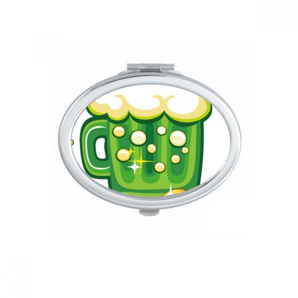Miroir compact double face avec motif trèfle d'Irlande pour retouches