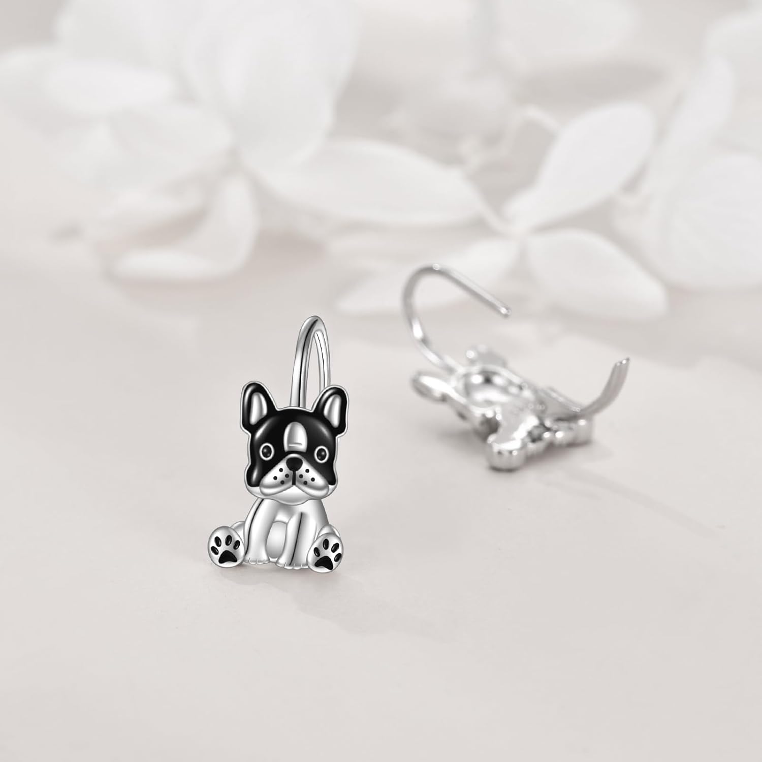 VONALA Animal Earrings Sterling Silver Bulldog/Fox/Flamingo Dangle Hoop Jewelry Gifts for Women Animal Lover - Image 3