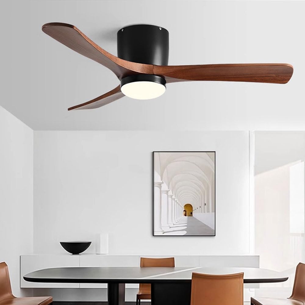 Kids Quiet Ceiling Fan With Light 36in Indoor Ceiling Fan Light 12W LED Fan Lights Living Room Dining Room Ceiling Lights Fan Lighting 6 Gear Wind Speed Ceiling Fan With Light Wooden 3 Fan Blades Lamp