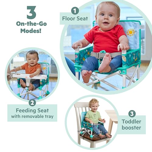 Image of Bright Starts Disney Stitch Pop 'N Sit Portable Booster, Indoor /Outdoor Use, Floor Seat with Feeding Tray, Blue, 6 Mos - 3 Yrs