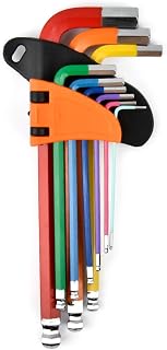Allen Key Set 9 PCS Anti-Slip Long Ball Hex Keys, Imperial (65-180mm) Color Coded for Furniture Assembly, Bike, Scooter, Motorcycle Repair, Household DIY