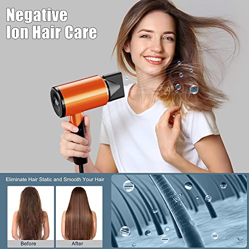 Lightweight Ionic Hair Dryer, 1800W Professional Negative Ions Blow Dryer With Powerful Ac Motor, 2 Magnetic Attachments, 3 Heat Settings / 2 Speed, Fast Drying Hair Blow Dryer For Home, Travel, Salon #TOP1