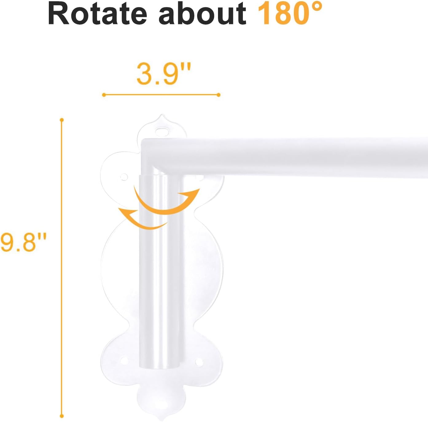 Swing Arm Curtain Rod, 34.5'' Long, 1.1'' Diameter, Rotate about 180 degrees, Detachable Ball Finial, Black, 1 piece