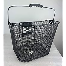 Bicycle Basket Quick Release for Electric Bikes and Non-Electric Bikes, Wide Cross BAR for Display, Wire Mesh, with Swing up Handle with Bracket. Color Black