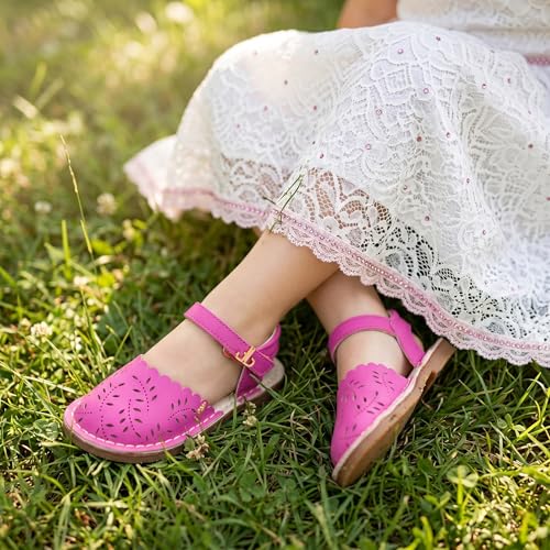 Image of THEE BRON Toddler Floral Cutout Closed Toe Sandals for Girls Breathable Summer Shoes