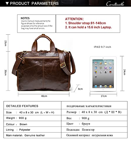 Genuine Leather Mens Business Briefcase, Casual Bags Mens One Shoulder Messenger Laptop Bag, ID Bag, Tablet Bag2