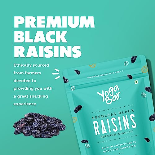 Image of Yogabar Premium Black Raisins 500 grams| Kishmish |Munakka |Source of Fibre