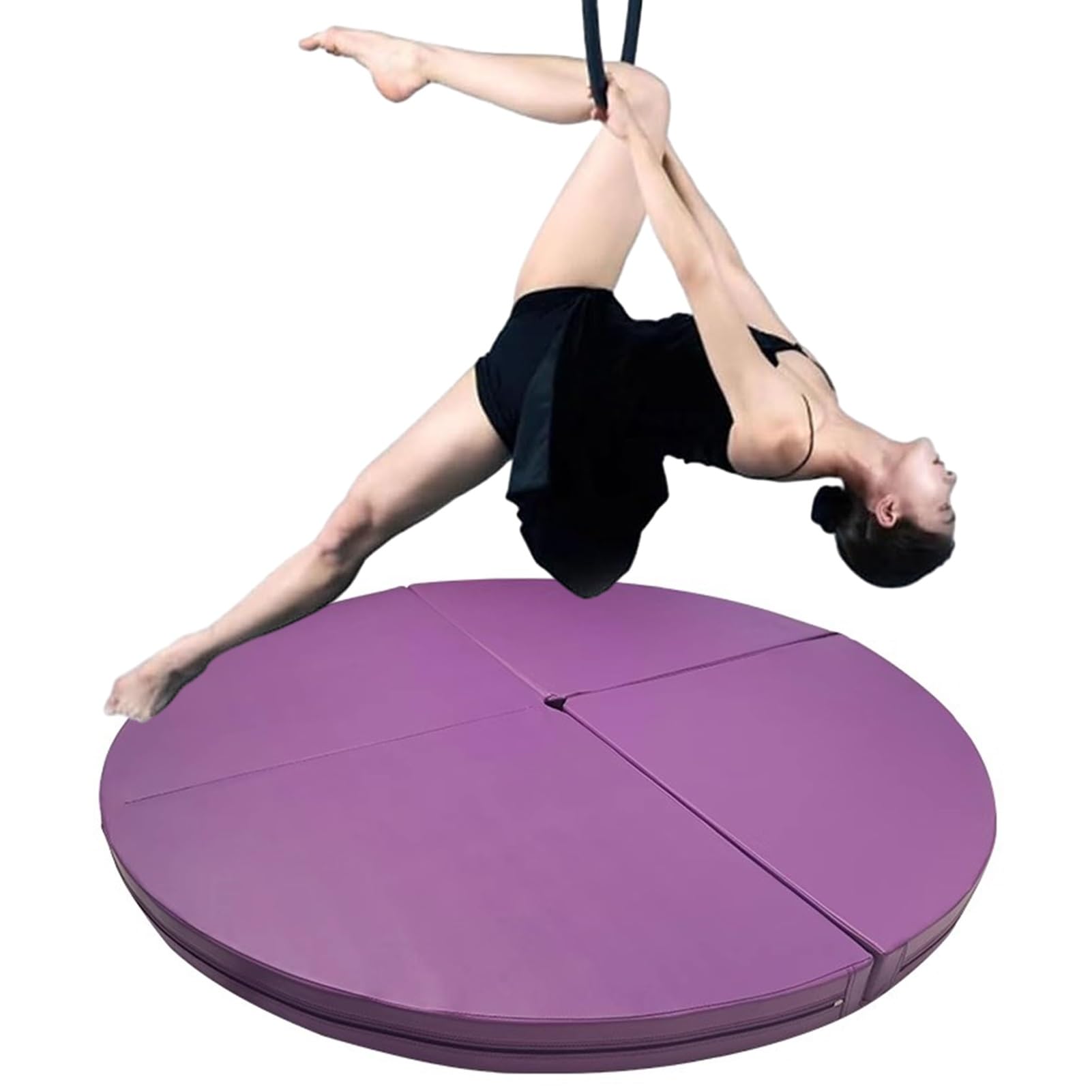 Wjftoday Purple Aerial Hoop Crash Mat, Foldable 200Cm Dance Floor Pad, 1/2/4 Inch Thick Epe Foam For Pole Dancing, Yoga, Gymnastics - Circular Gym Mat