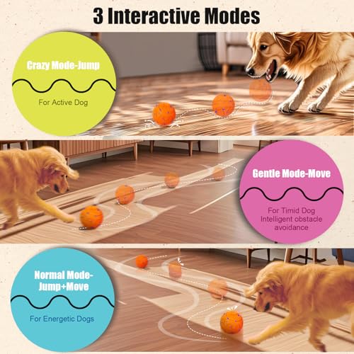Image of Interactive Dog Ball Toy, Smart Dog Toy for Medium and Large Dogs, Automatic Moving Rotating & Bouncing Ball, Durable E-TPU Material, IP54 Waterproof, Motion-Activated Dog Toy for Active Dogs