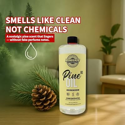 Renegade Cleaning Products Pine Oil 80 Concentrated Floor & Surface Cleaner Multi-Purpose Pine Scent Degreaser for Home & Commercial Use (32 OZ)