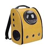 WowowMeow Pet Leather Carrier Bag Traveler Bubble Backpack for Cat Puppy (Yellow)