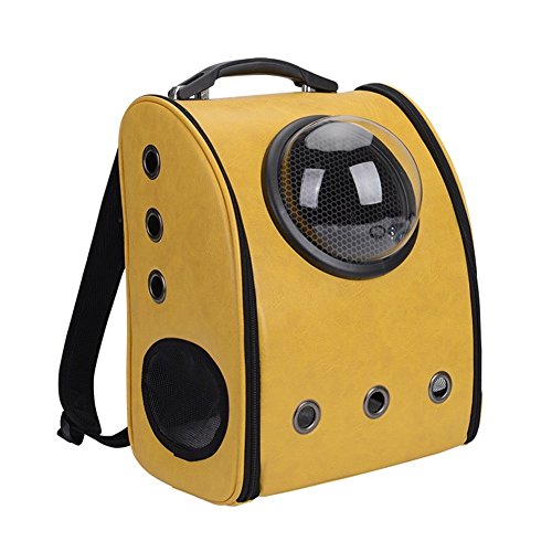 Wowowmeow Pet Leather Carrier Bag Traveler Bubble Backpack For Cat Puppy (Yellow) #TOP12